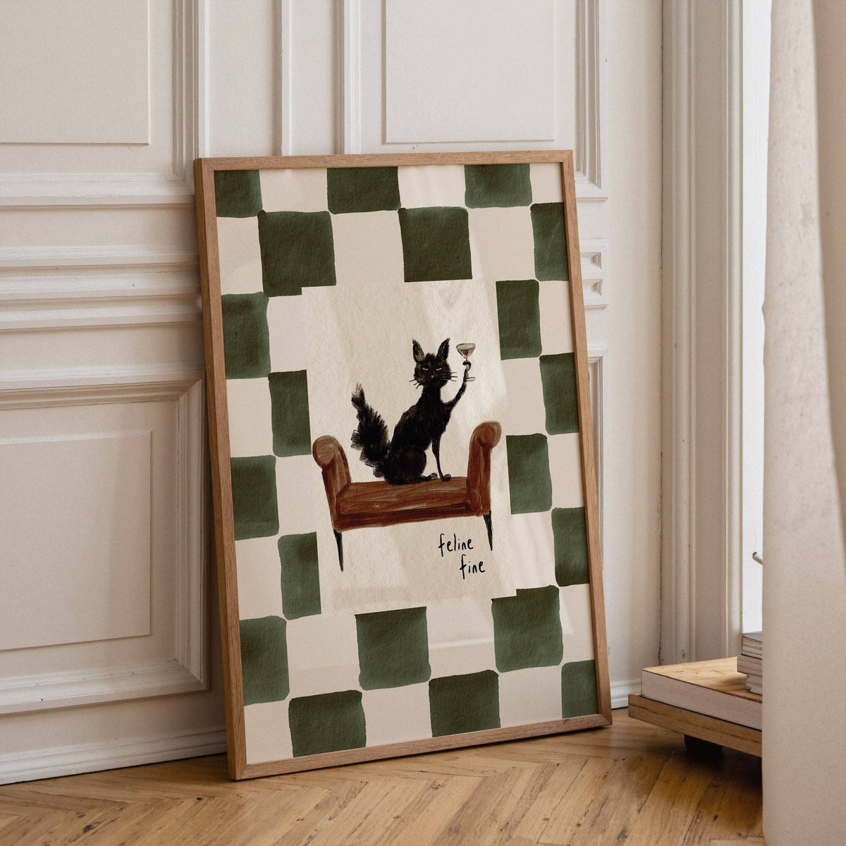 Feline Fine Black Cat Print: A4