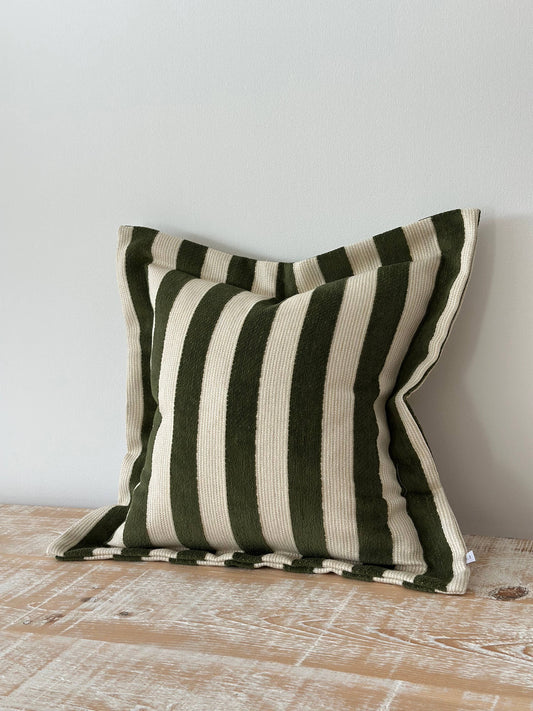 Fliss Olive Green Stripe Cushion 45x45cm