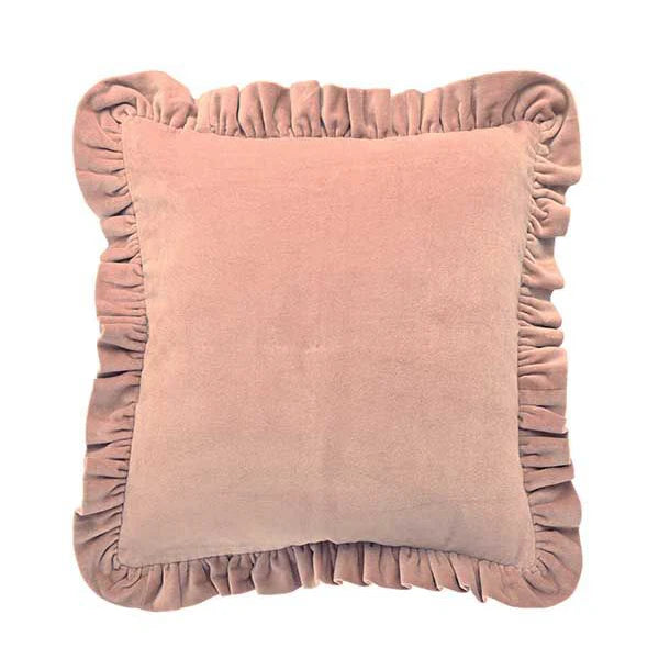 Matilda Velvet Ruffle Cushion in Rosewood