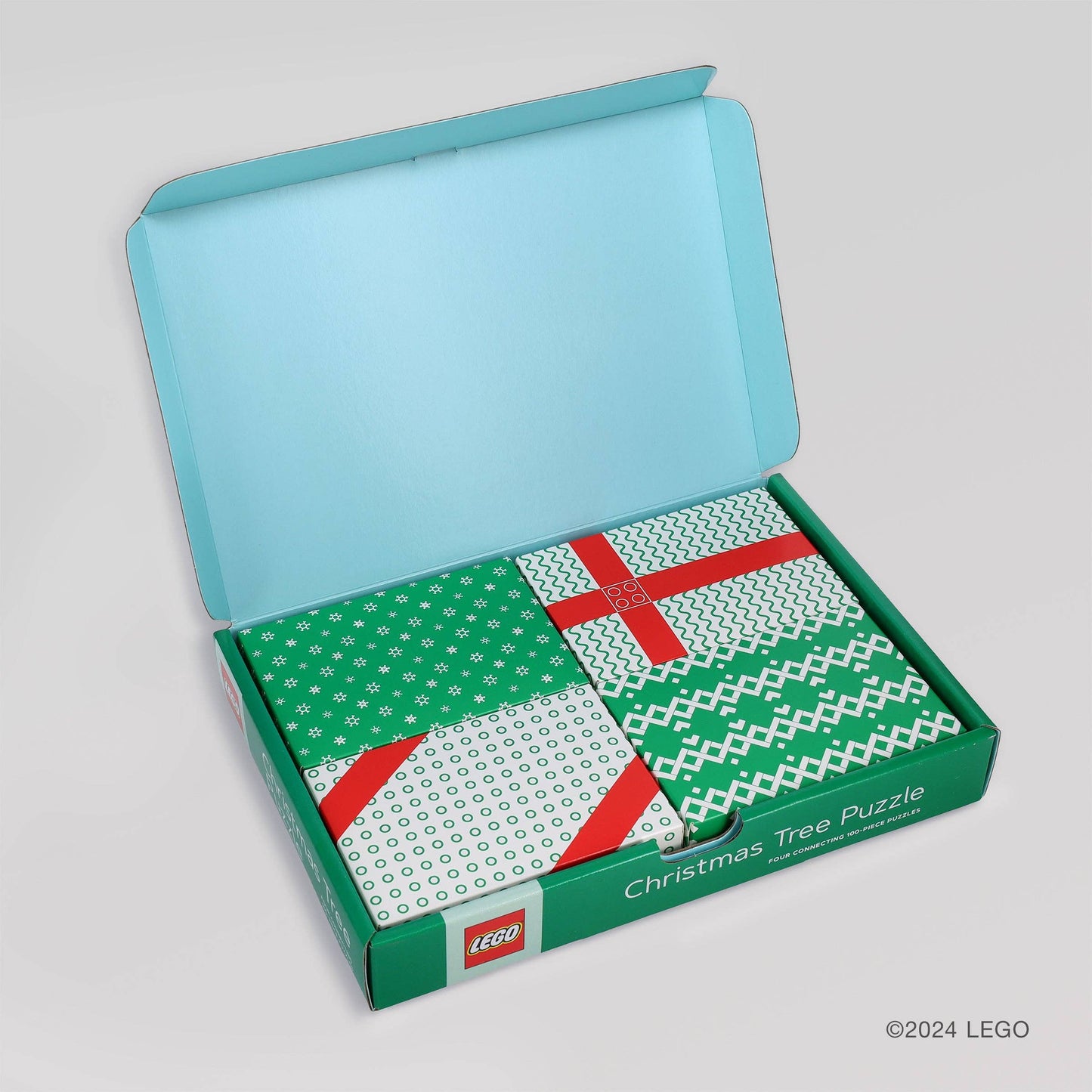 LEGO Christmas Tree Puzzle - Four Connecting 100-Piece Puzzles