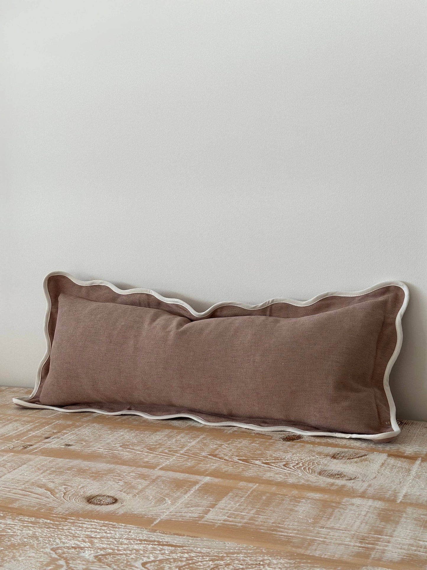 Chloe Dusty Pink Scalloped Edge Bolster Cushion 80x30