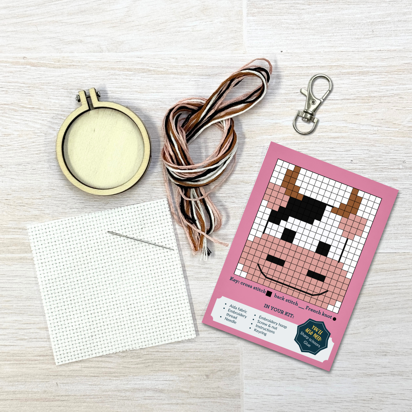 Moody Cow! Mini Matchbox Cross Stitch Kit