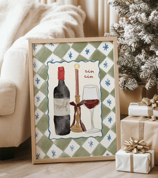 Cin Cin Red Wine Print: A4