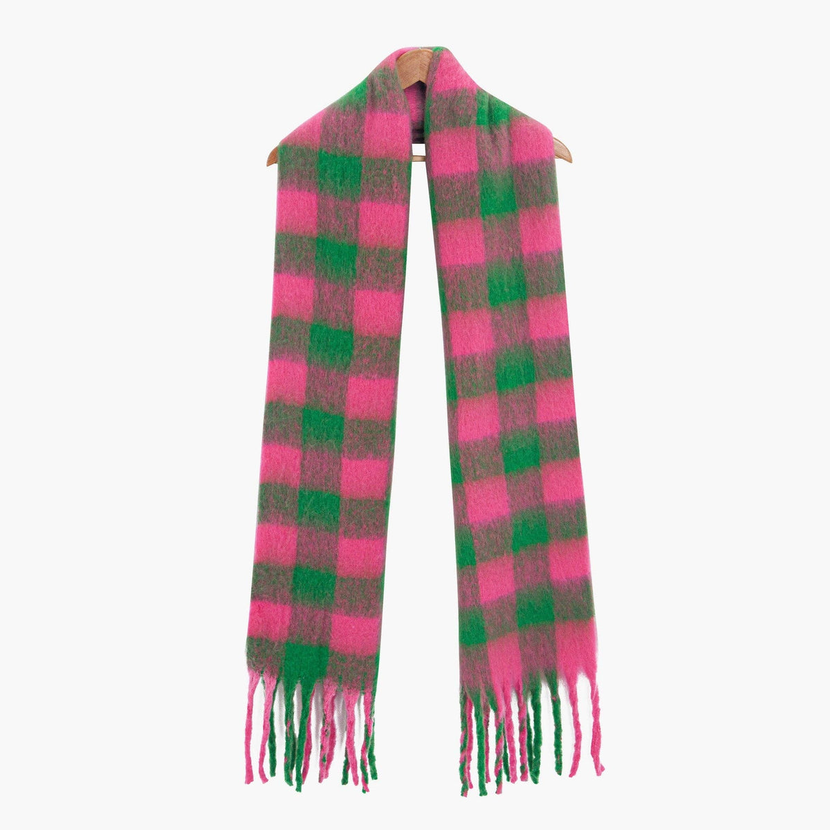 Heavyweight Scarf- Green/pink, Square Check