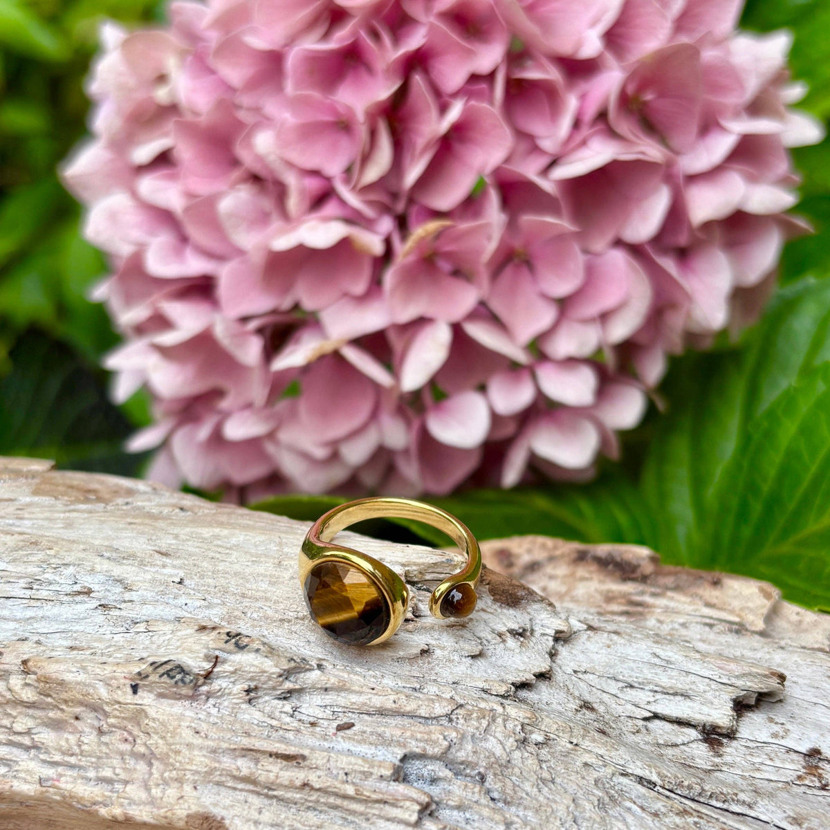 18ct Gold Plated Tiger's Eye Open Top Ring  OR92