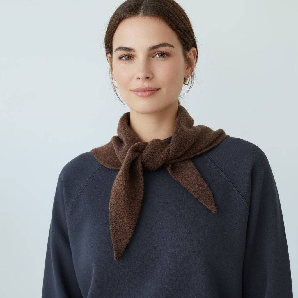 Plain Wool Blend Light Weight Triangle Neck Scarf: Burgundy