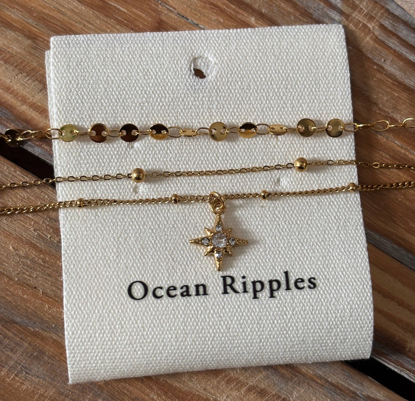 18ct Gold Plated Triple Chain Star Necklace OR44