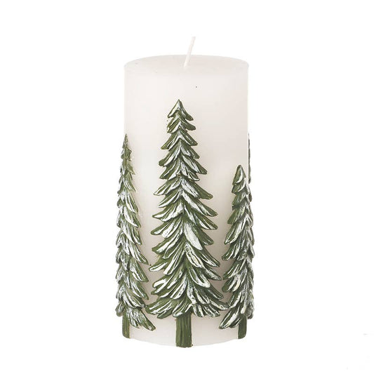 WAX CANDLE PILLAR WITH TREE DESIGN