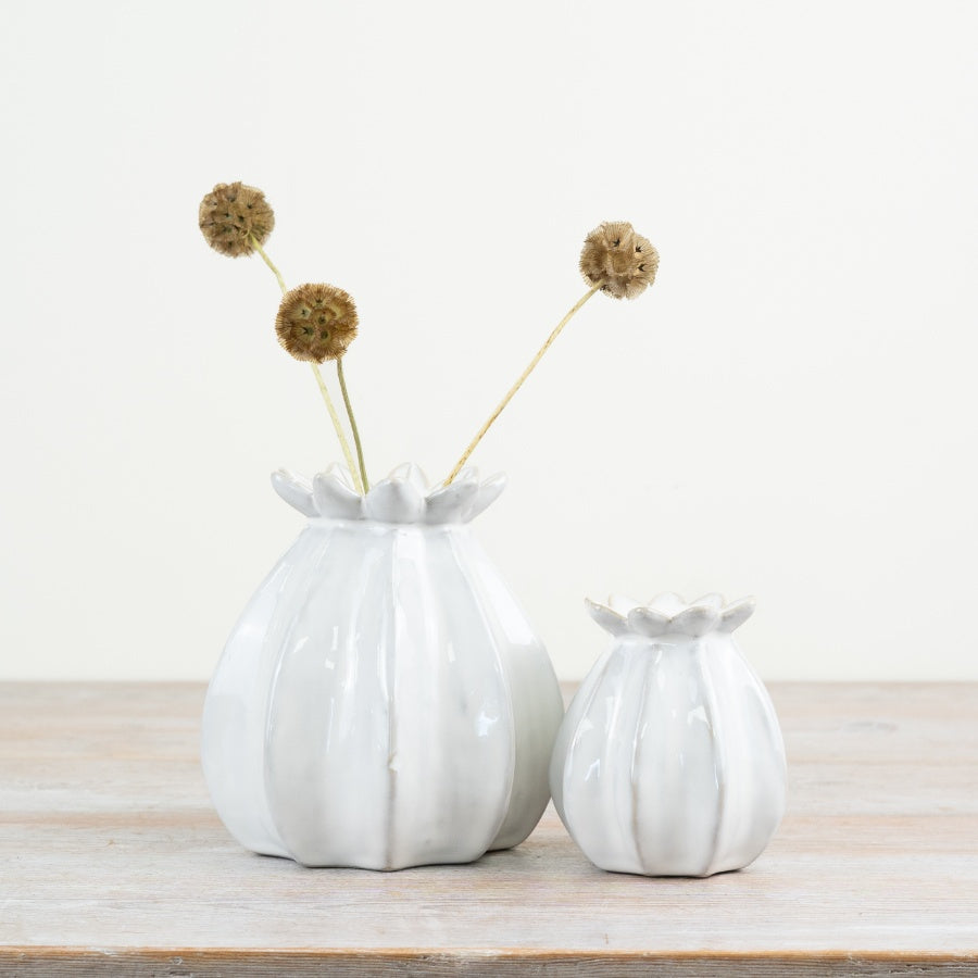 White Poppy Seed Vase - 2 sizes