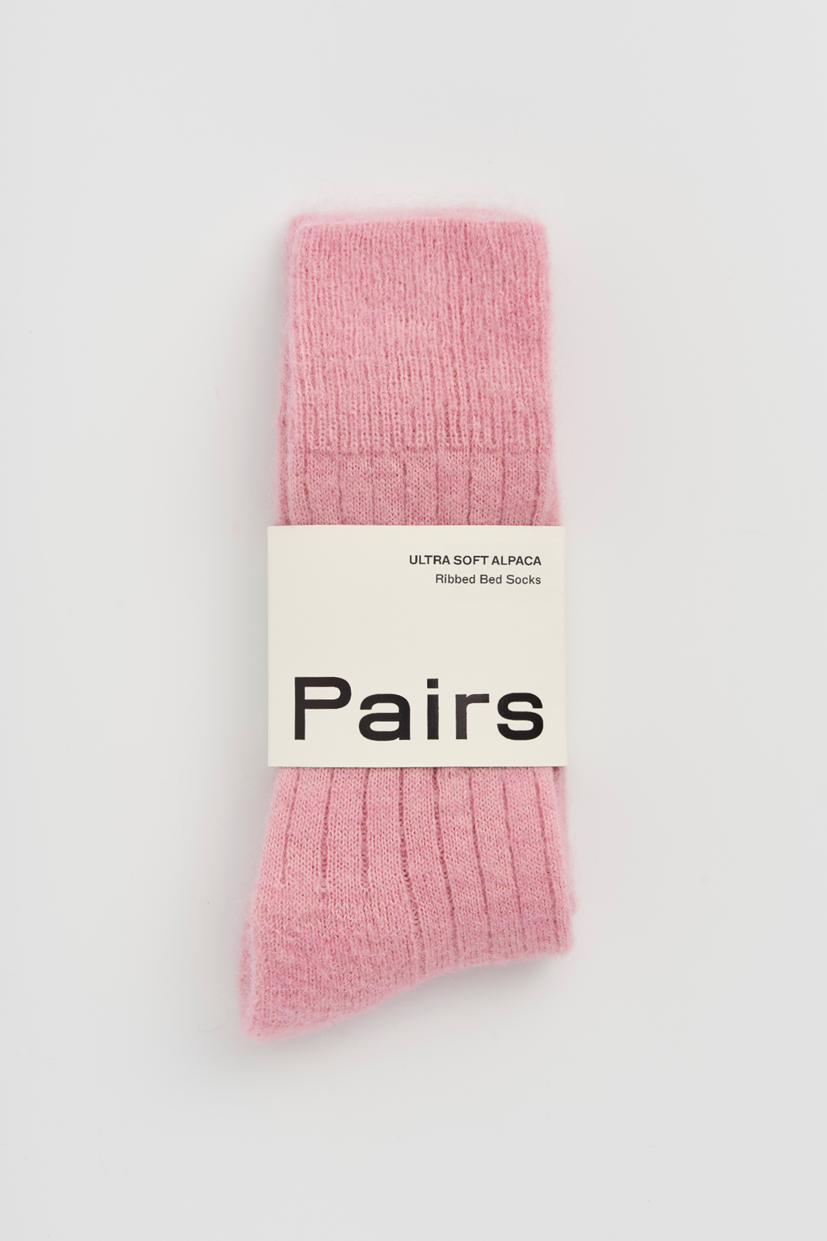 Sherbet Pink Ultra Soft Alpaca Ribbed Bed Socks: Small (UK 4-7)