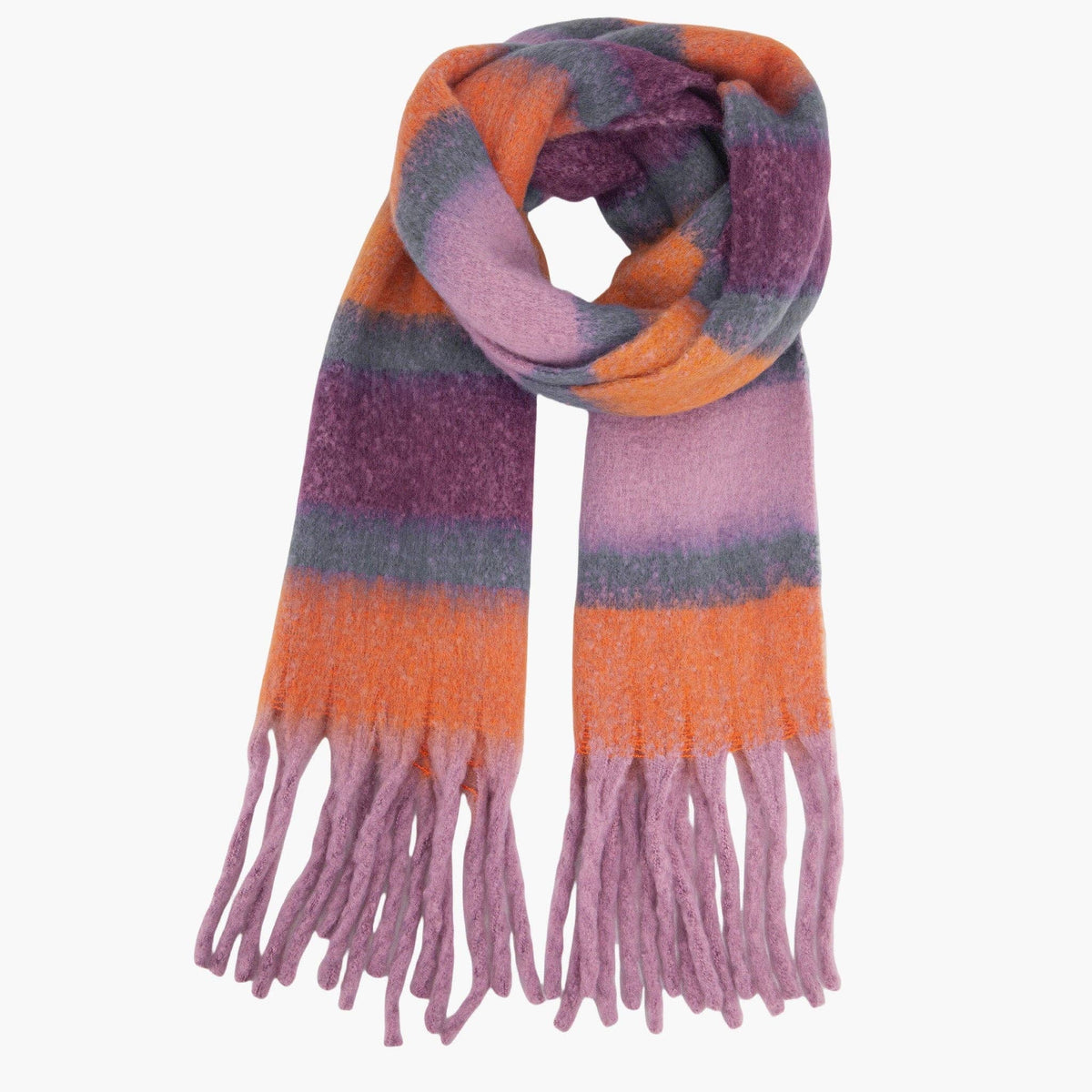 Blair Lilac/Orange Colour Block Stripe Heavyweight Scarf: One-size