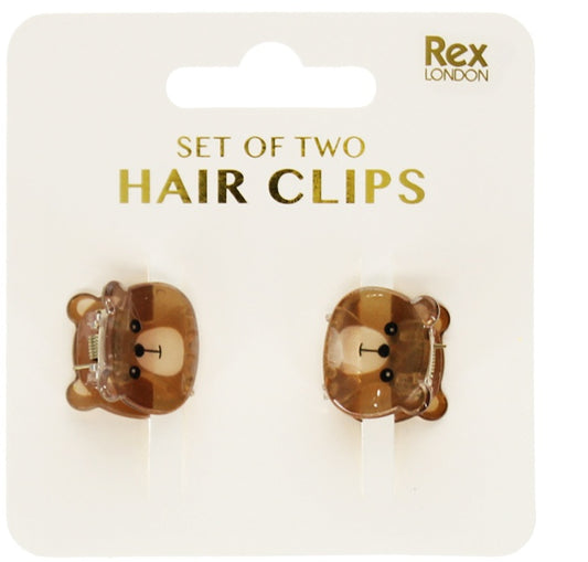 Brown Bear Mini Hair Claw Clips