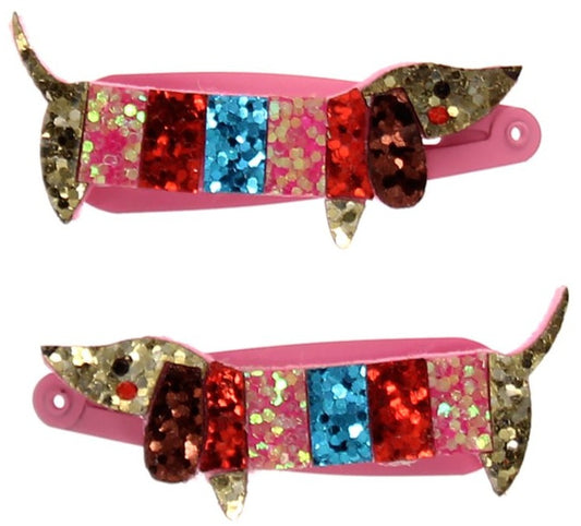 Sausage Dog Glitter Hair Clips