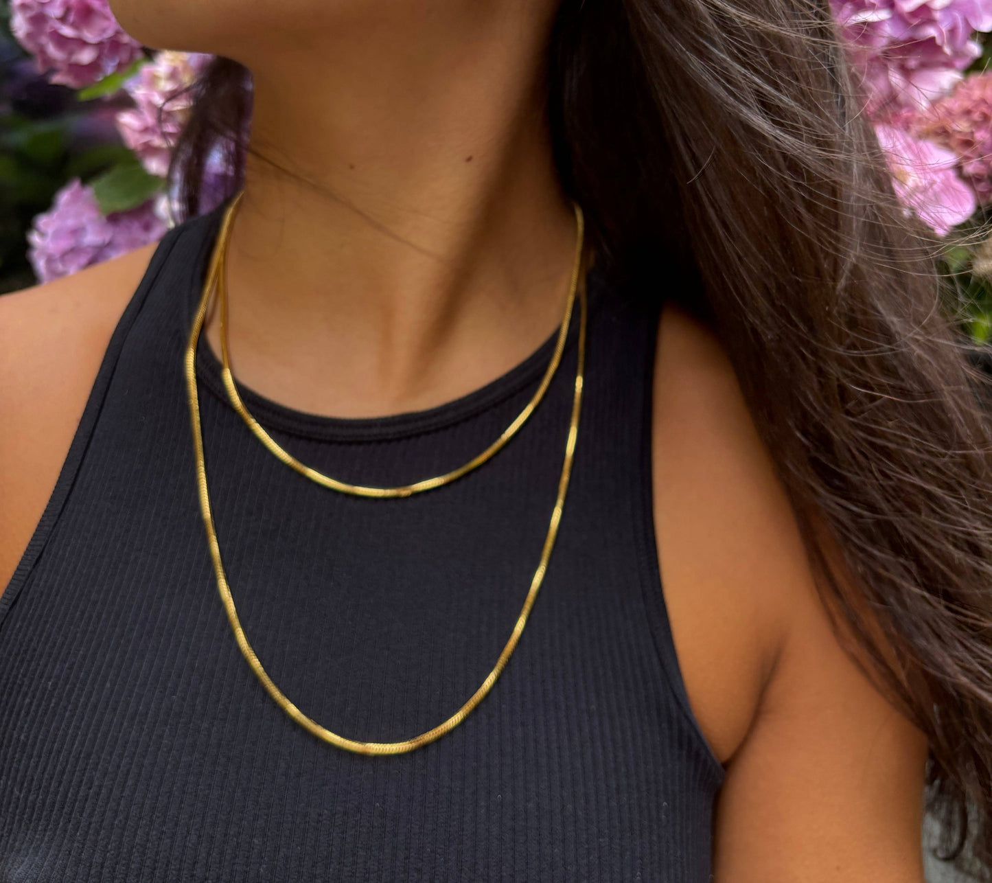 18ct Gold Plated Long Snake Chain Necklace OR29