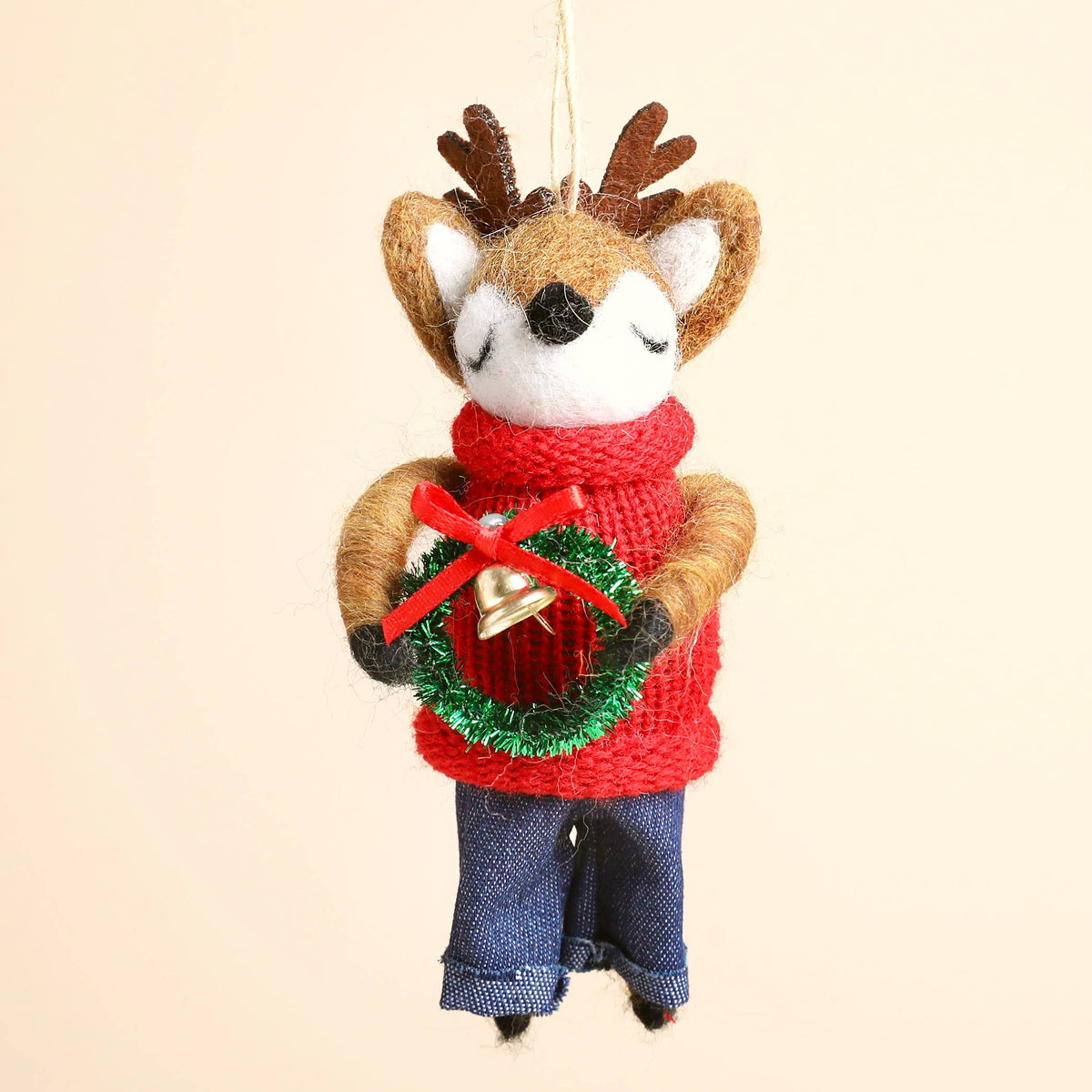 Felt Wreath Reindeer Hanging Decoration