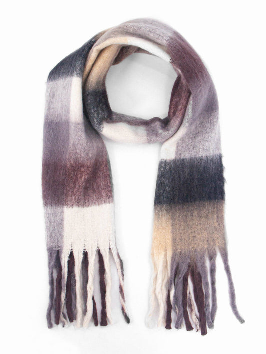Allie Heavyweight Scarf - Black, Square Colour Block: One-size