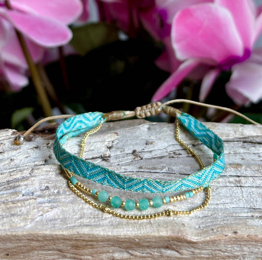 Miyuki Multi Strand Adjustable Bracelets - Turquoise OR78