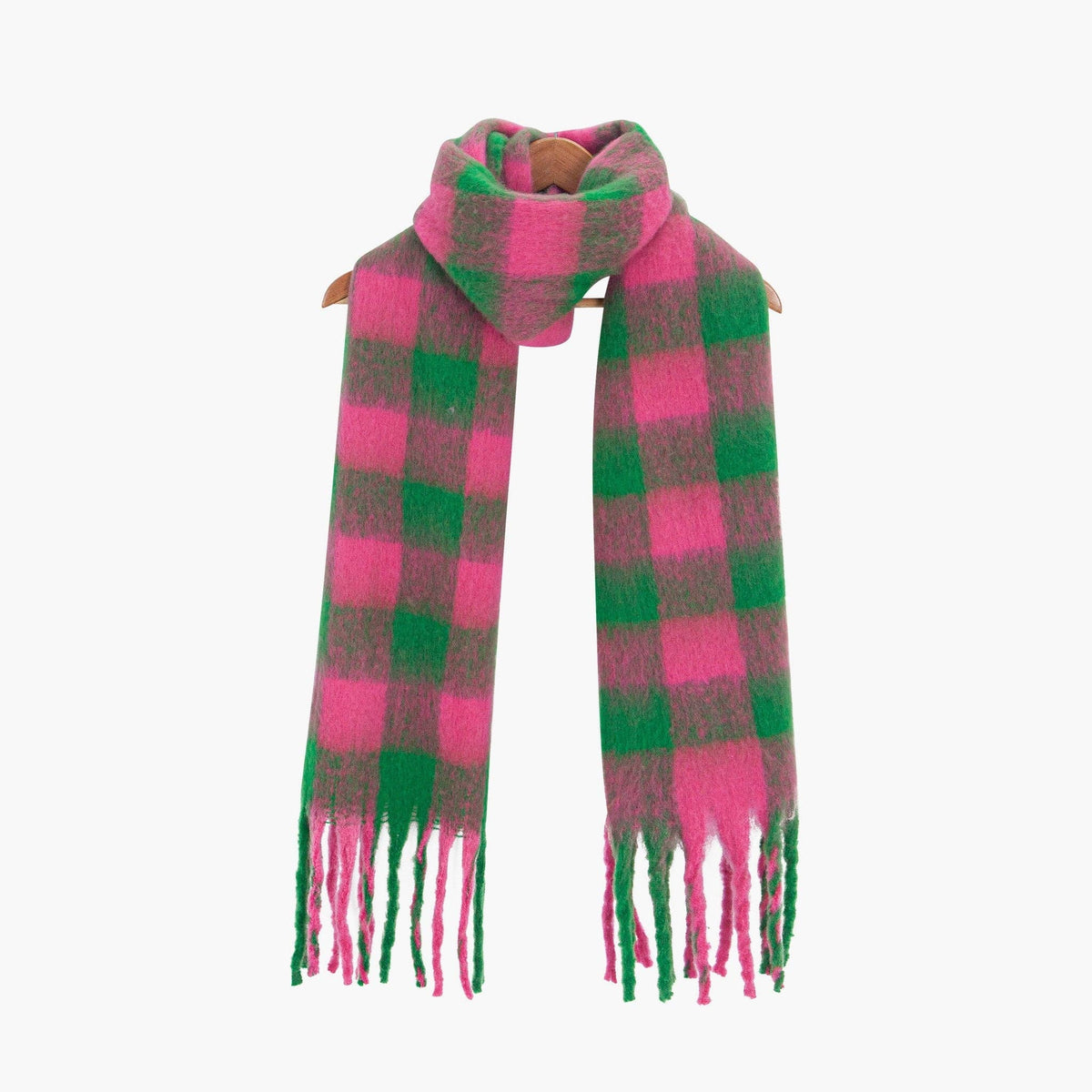 Heavyweight Scarf- Green/pink, Square Check