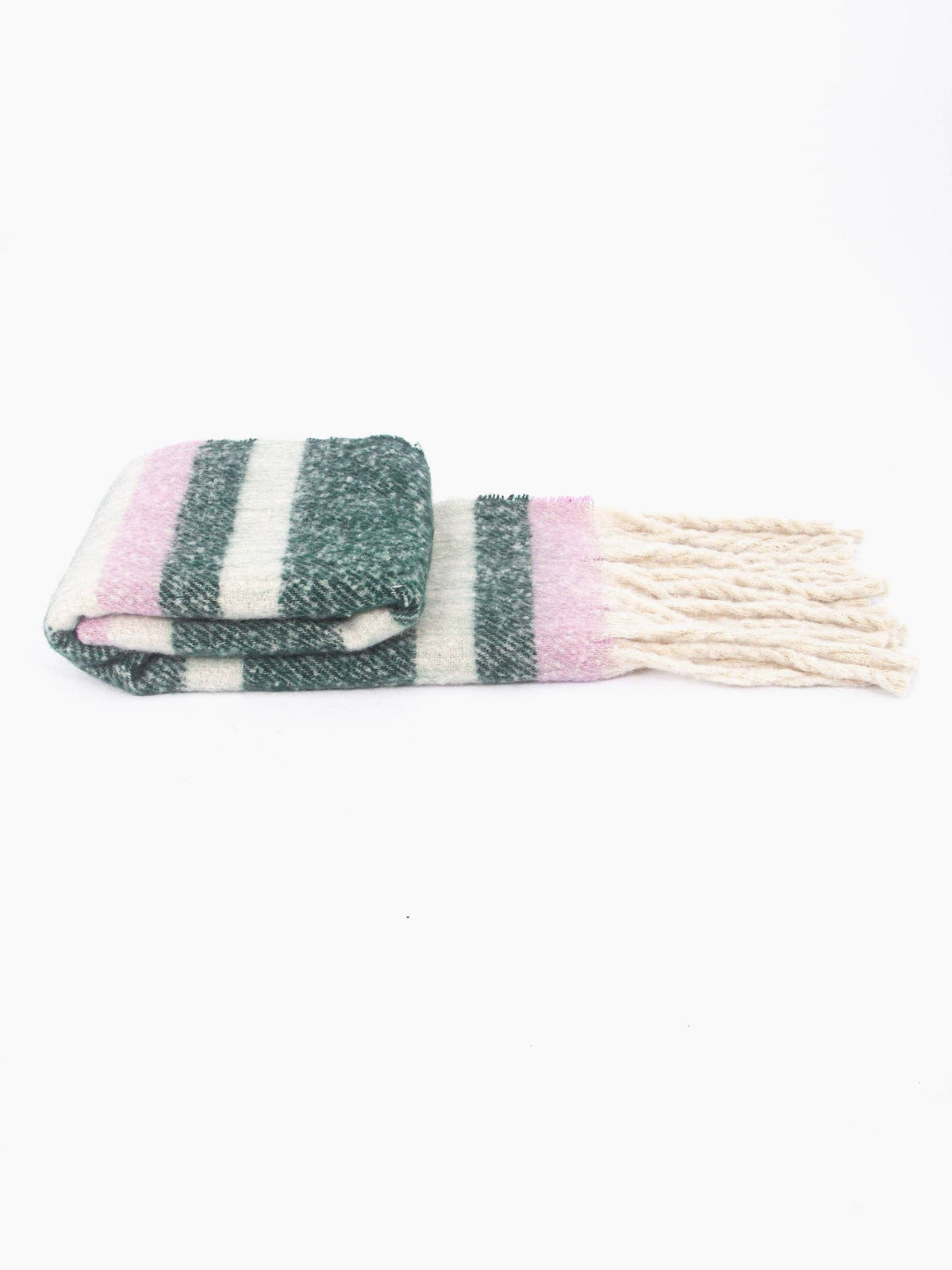 Dallas Heavyweight Scarf - Green, Stripe: One-size