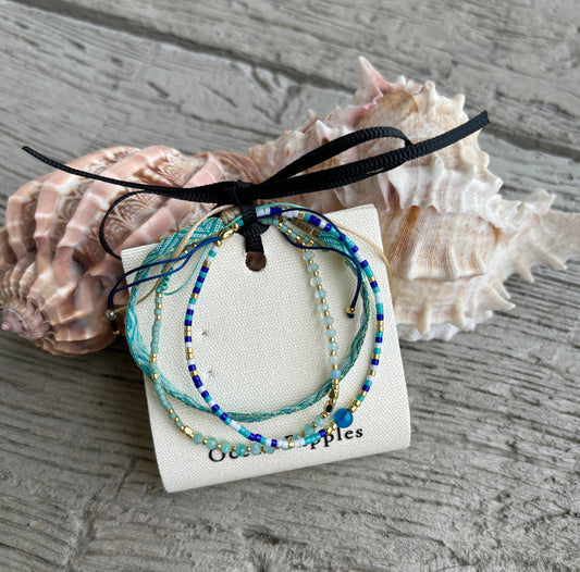 Japanese Miyuki Bracelet Set of 3 Turquoise OR63