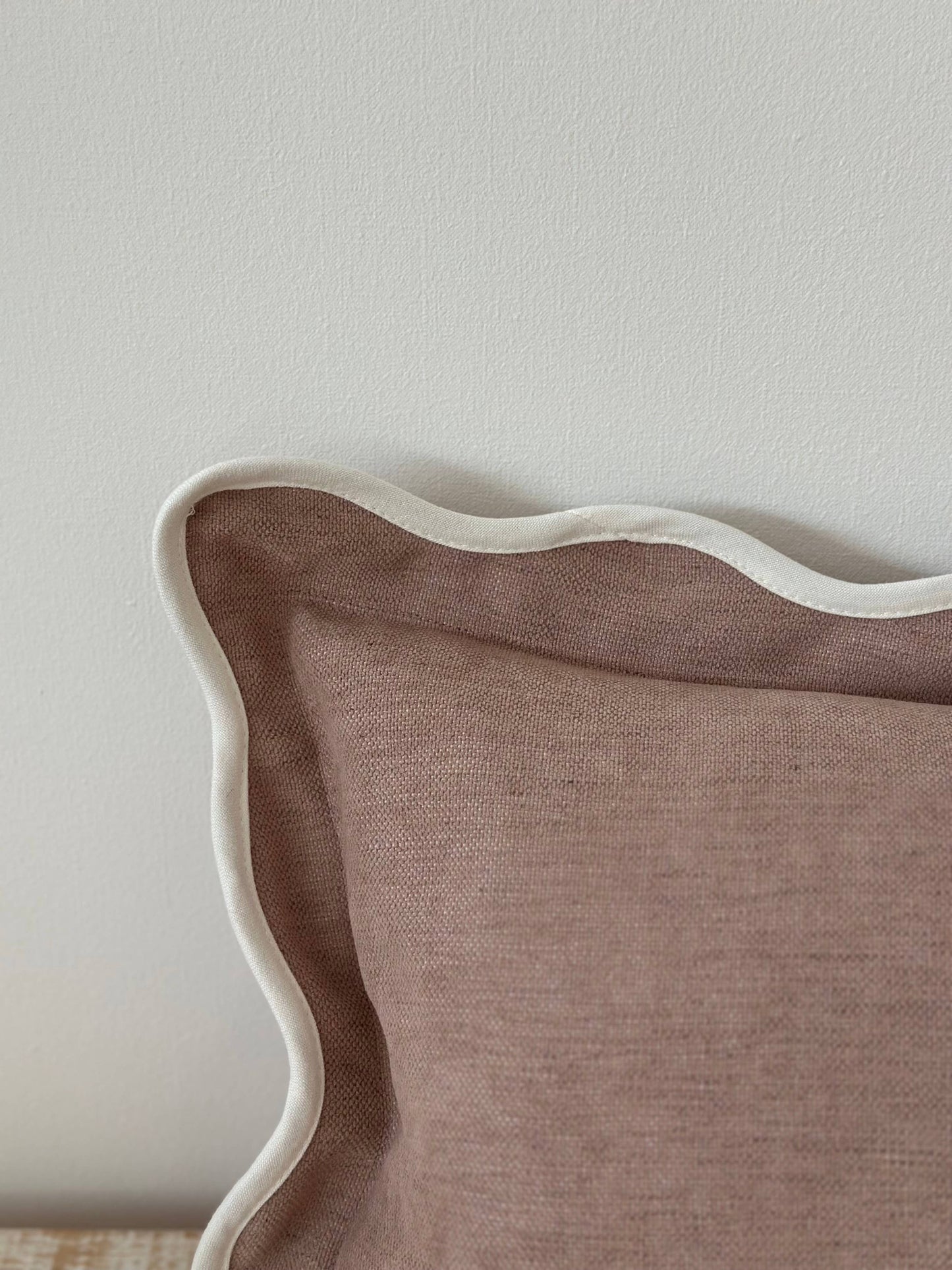 Chloe Dusty Pink Scalloped Edge Bolster Cushion 80x30