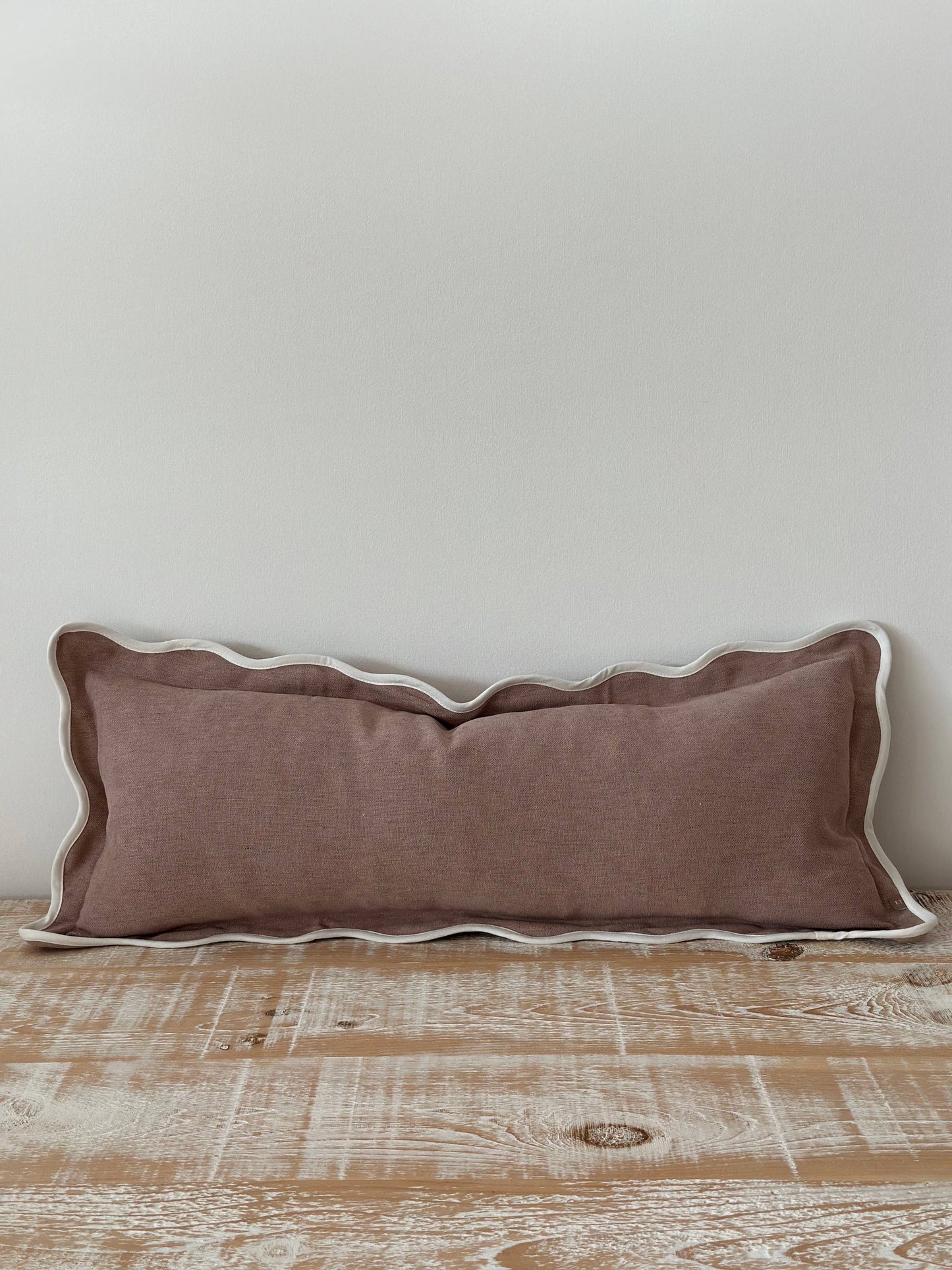 Chloe Dusty Pink Scalloped Edge Bolster Cushion 80x30
