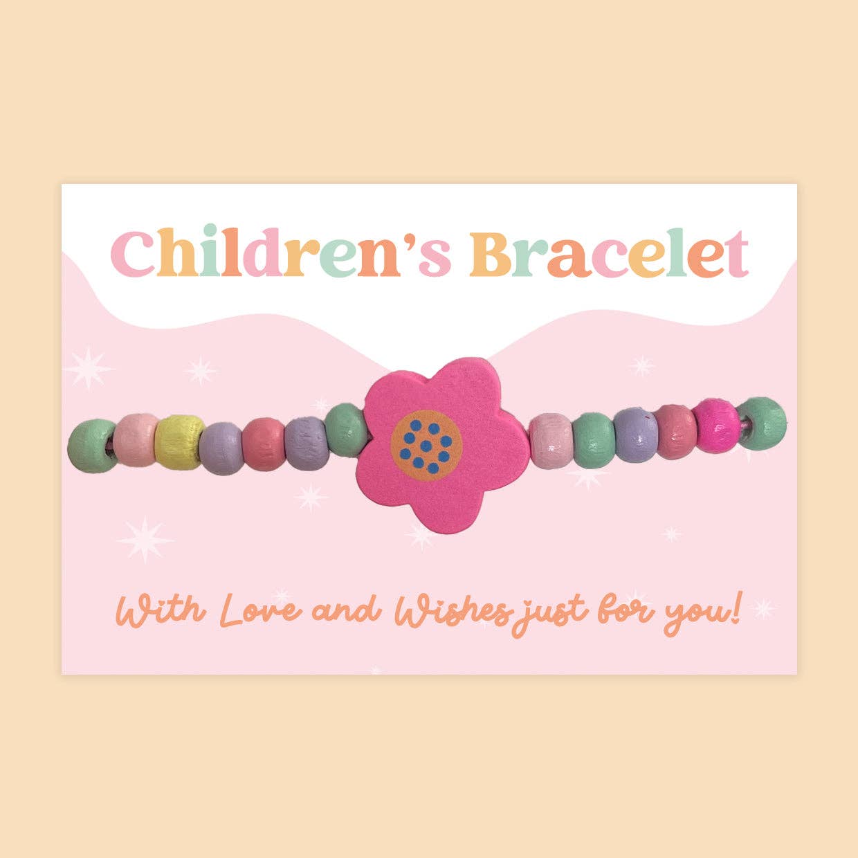 Pink Flower - Children's Beaded Bracelet CB033