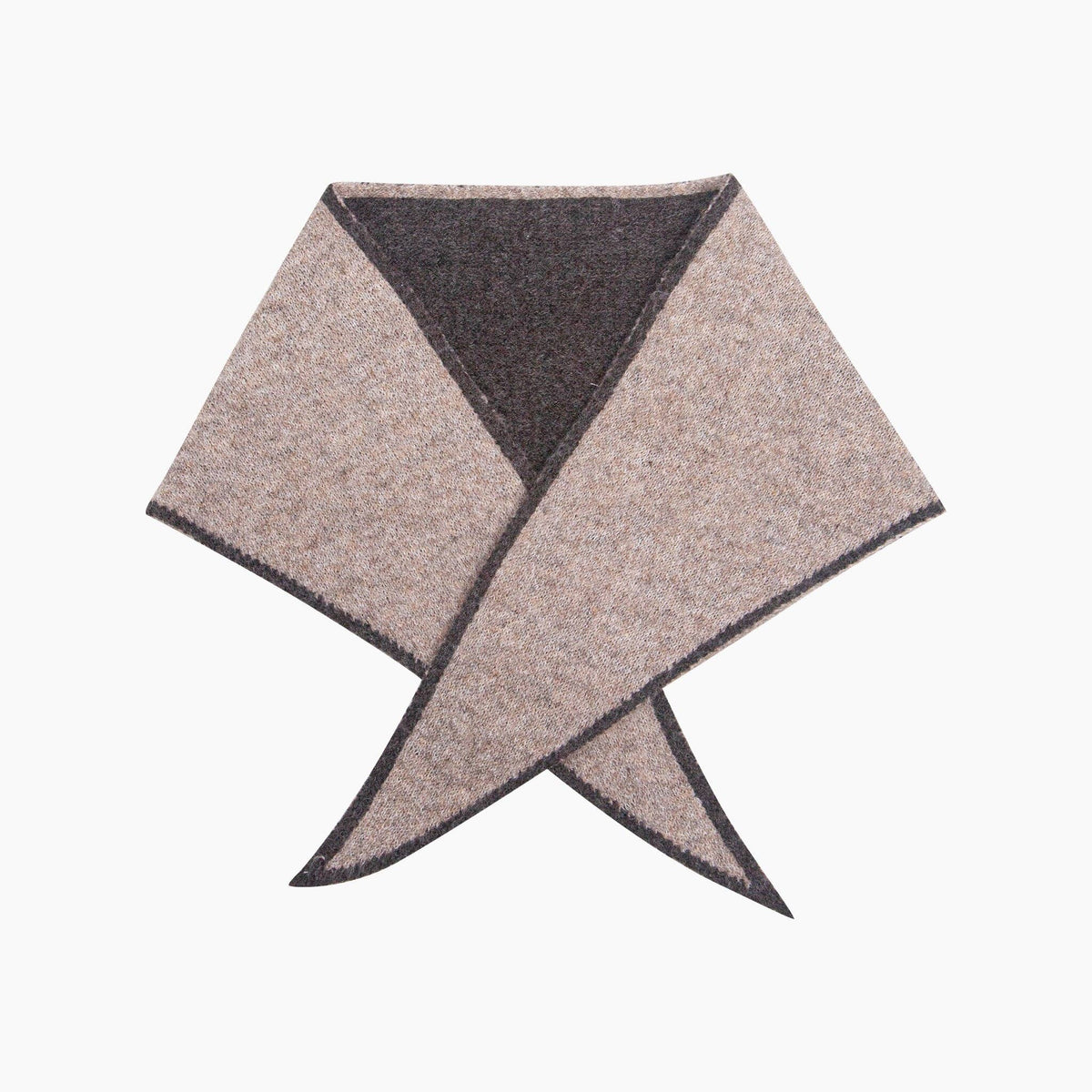 Contrast Trim Triangle Heavyweight Scarf in Beige/Brown: One Size
