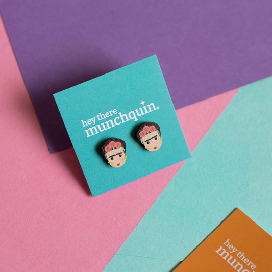 Frida - eco friendly wooden stud earrings