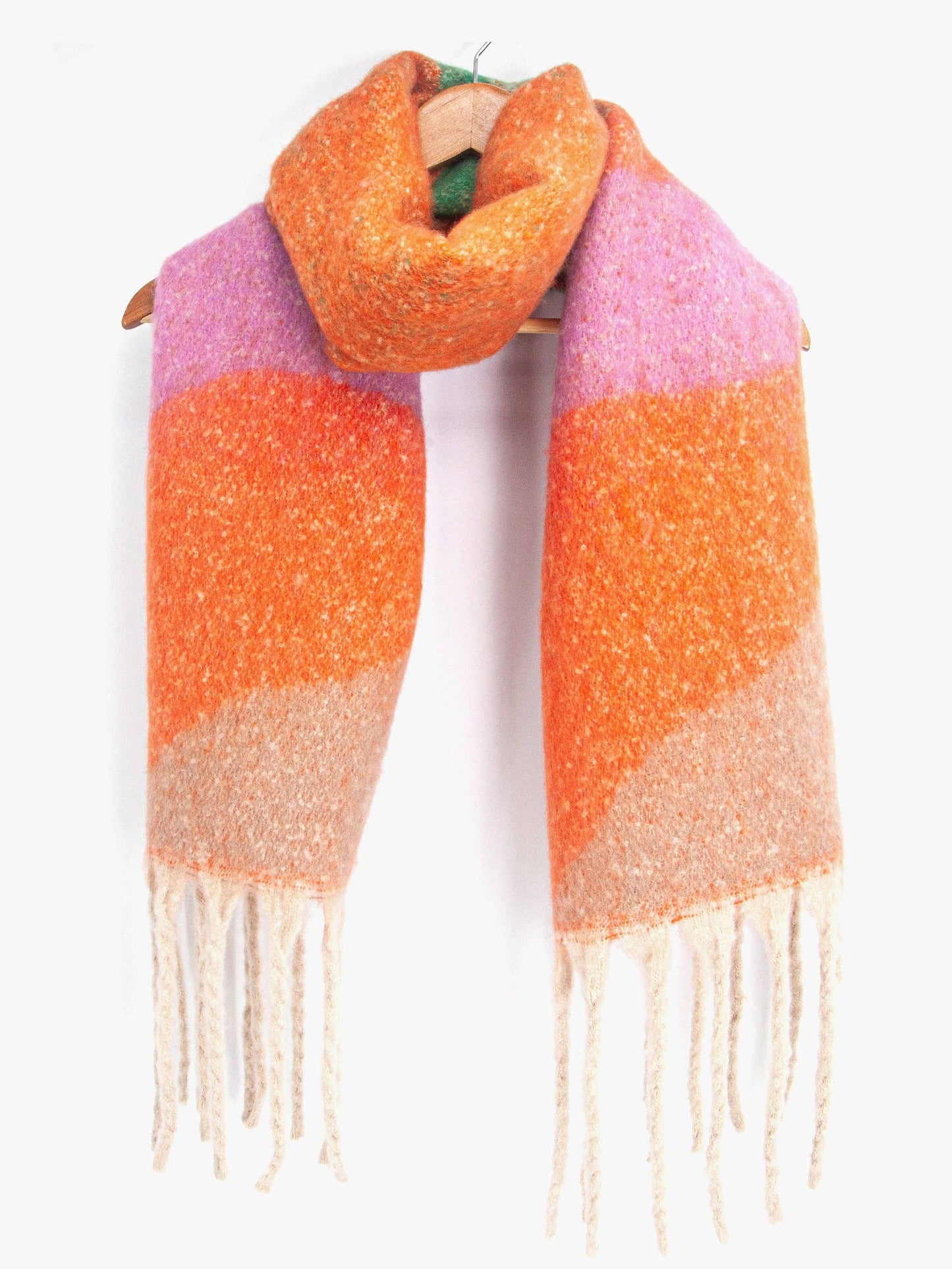 Camden Heavyweight Scarf - Orange/Green, Wave Colour Block: One-size