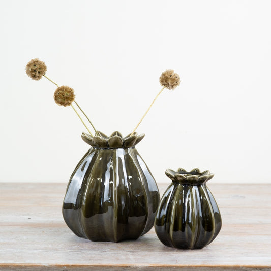 Green Seed Poppy Vase - 2 sizes