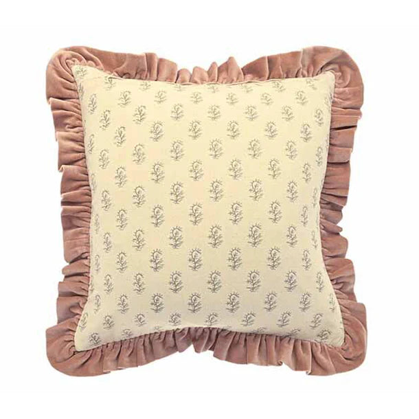 Matilda Velvet Ruffle Cushion in Rosewood