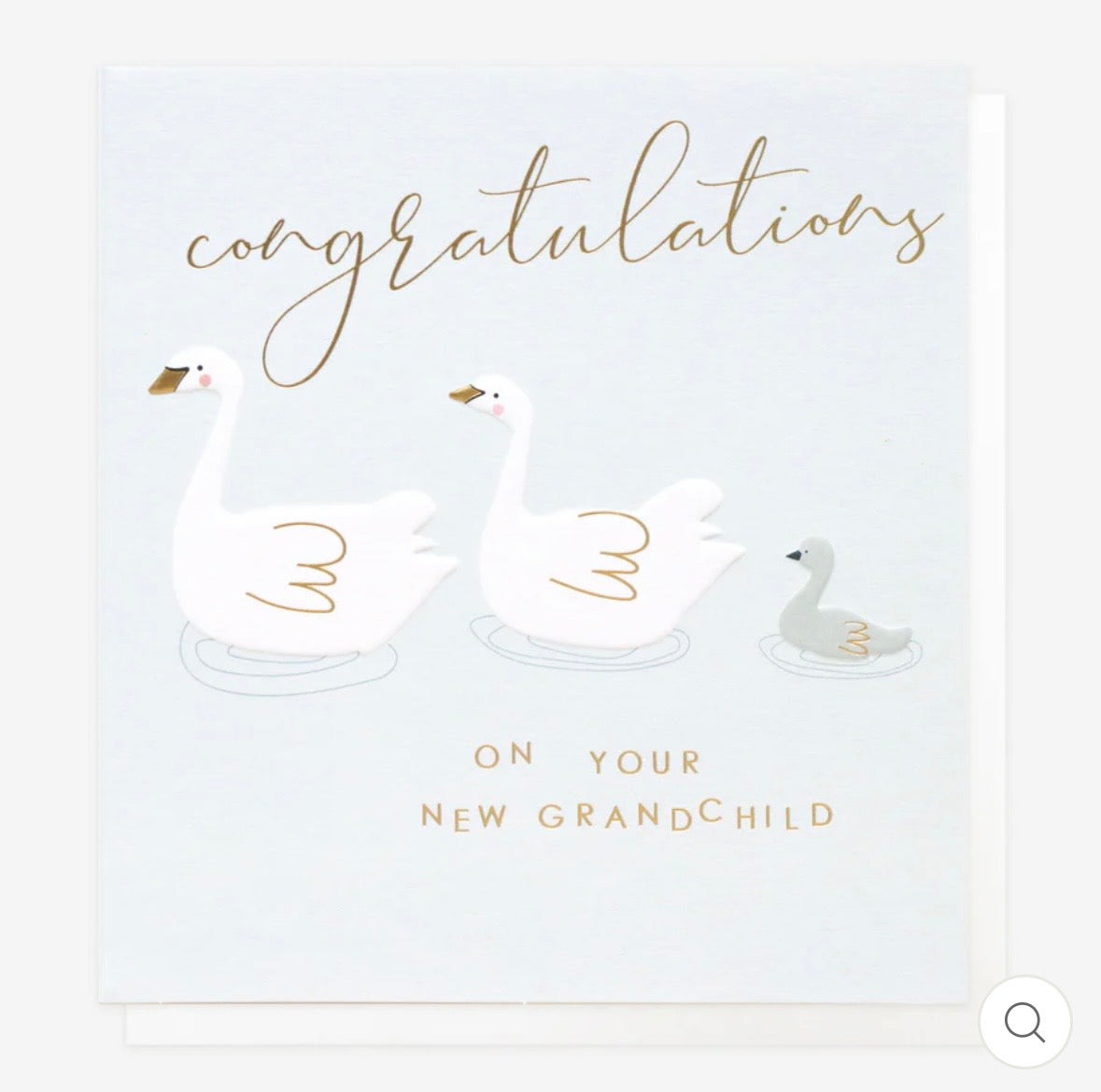 Swans New Grandchild Baby Card For Grandparent