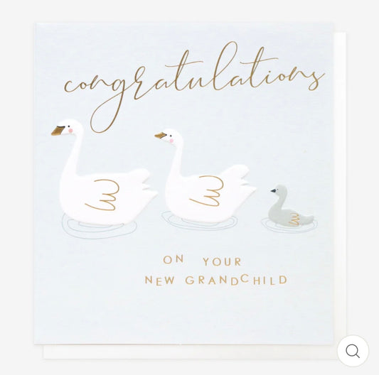 Swans New Grandchild Baby Card For Grandparent