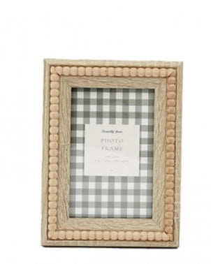 Light Wood Beaded Photo Frame