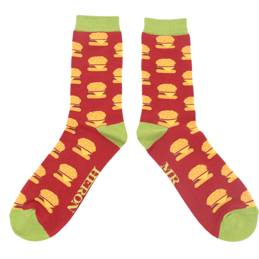 Mr Heron Bamboo Burger Socks - Oxblood