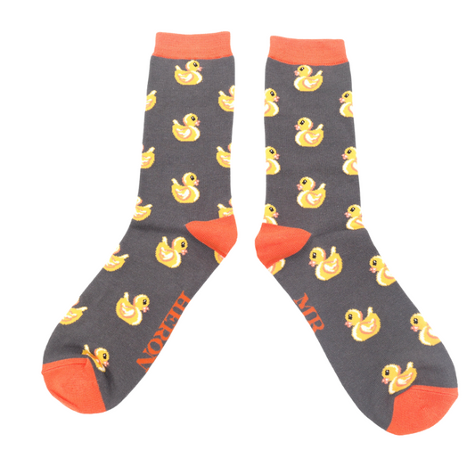 Mr Heron Bamboo Rubber Ducks Socks - Charcoal