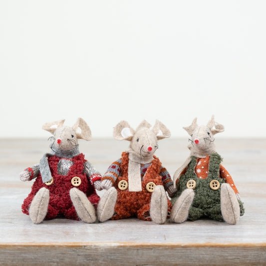 Sitting Fabric Mouse Decoration- 3 colours