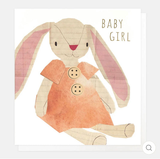 Rabbit New Baby Girl Card