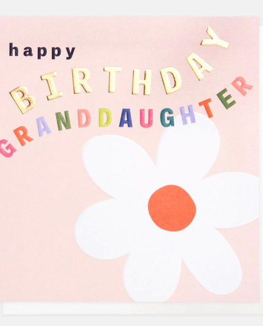 Pink Flower Birthday Card For Granddaughter