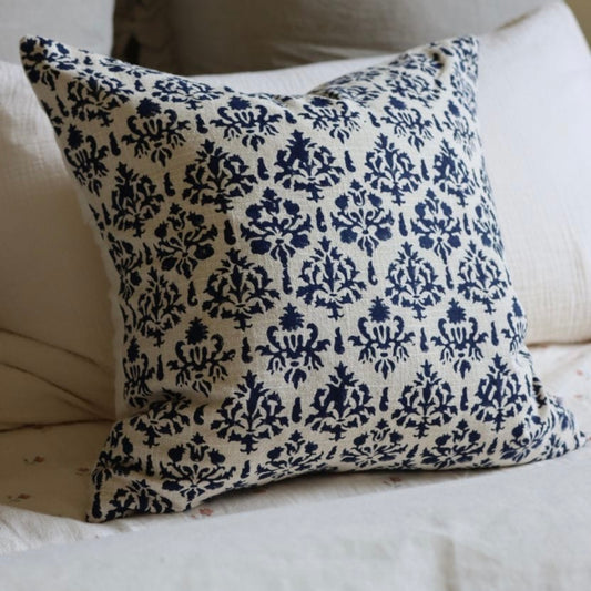 Iris Navy Print Cushion 45 x 45 - 100% Cotton
