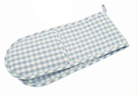 Gingham Double Oven Glove - Blue