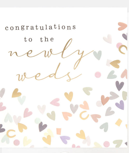 Hearts Confetti Newlyweds Wedding Card