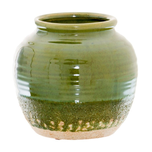 Olive Glaze Squat Vase