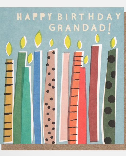 Colourful Candles Birthday Card For Grandad