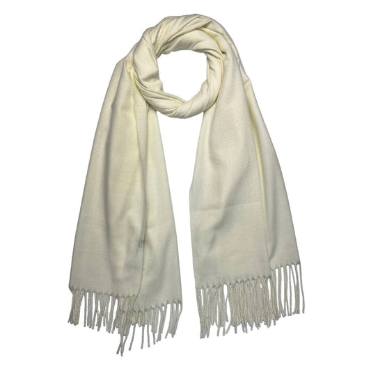 Plain woolblend scarf with tassels - Cream
