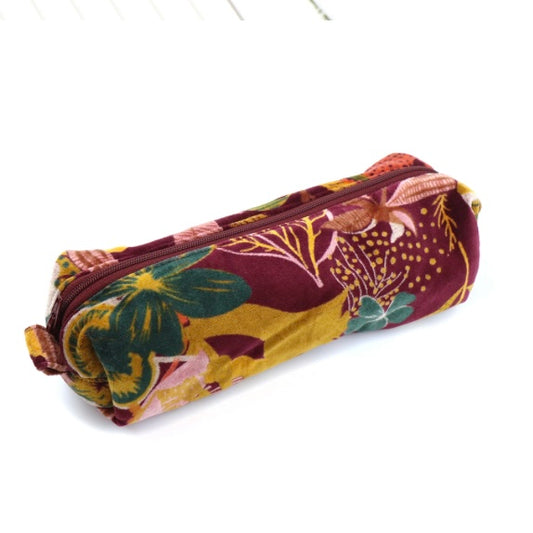 Rust and Red Botanical Make Up Brush Bag