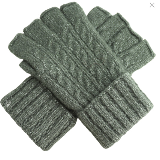 Cable Knit Fingerless Gloves - colours