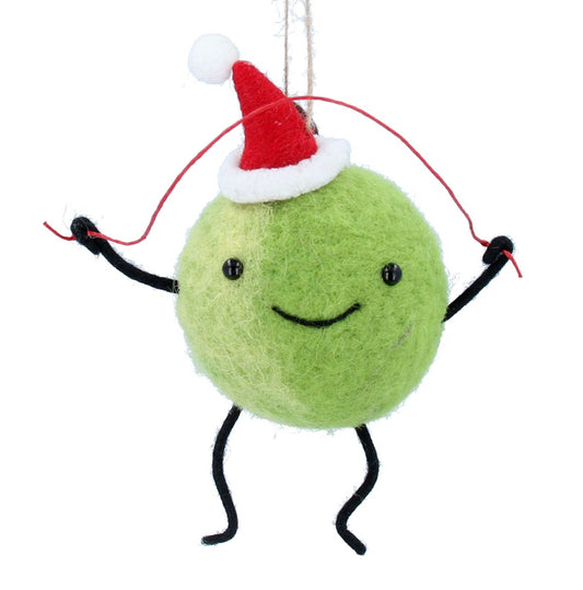 Wool Hanging Santa Sprout w Skipping Rope