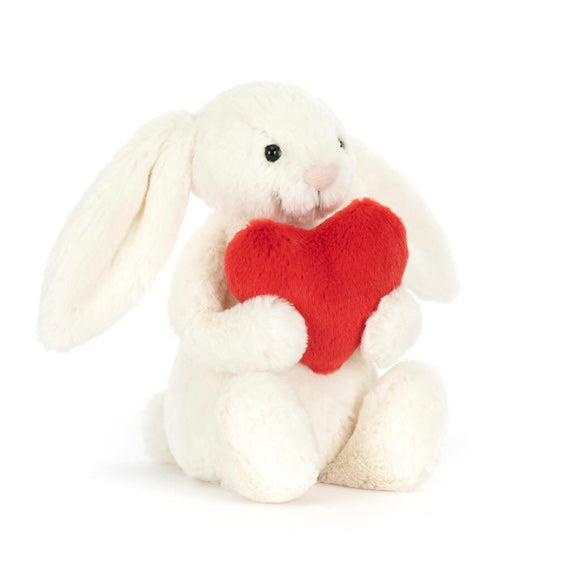 Jellycat Bashful Bunny w Red Heart